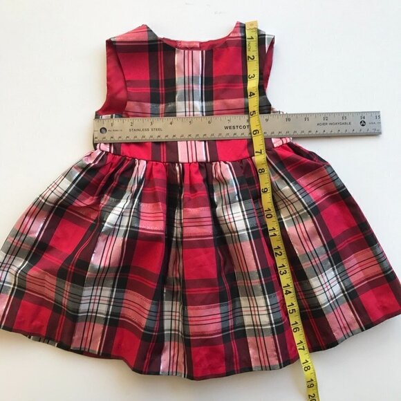 PASTOURELLE Metallic Plaid red black silver white fancy tulle dress baby 18 mo - Picture 7 of 13